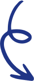 A blue curved arrow points downward with a loop in its middle section. The arrow has a smooth, flowing shape, creating a dynamic visual effect. The background is white.